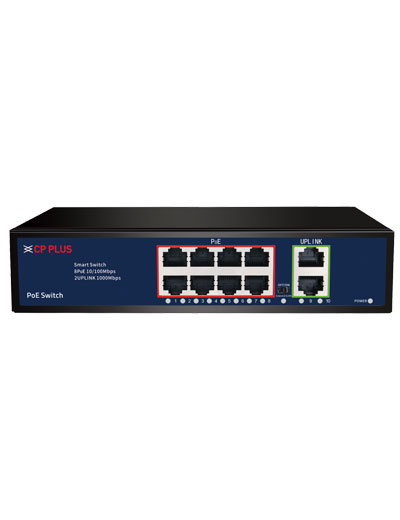 CP PLUS 8+2 PORT GIGA UPLINK POE SWITCH